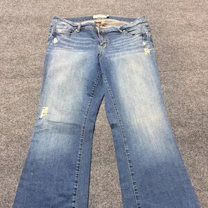 Torrid Jeans Denim Flare Womens 16R Blue Light Wash High Rise Stretch Distressed